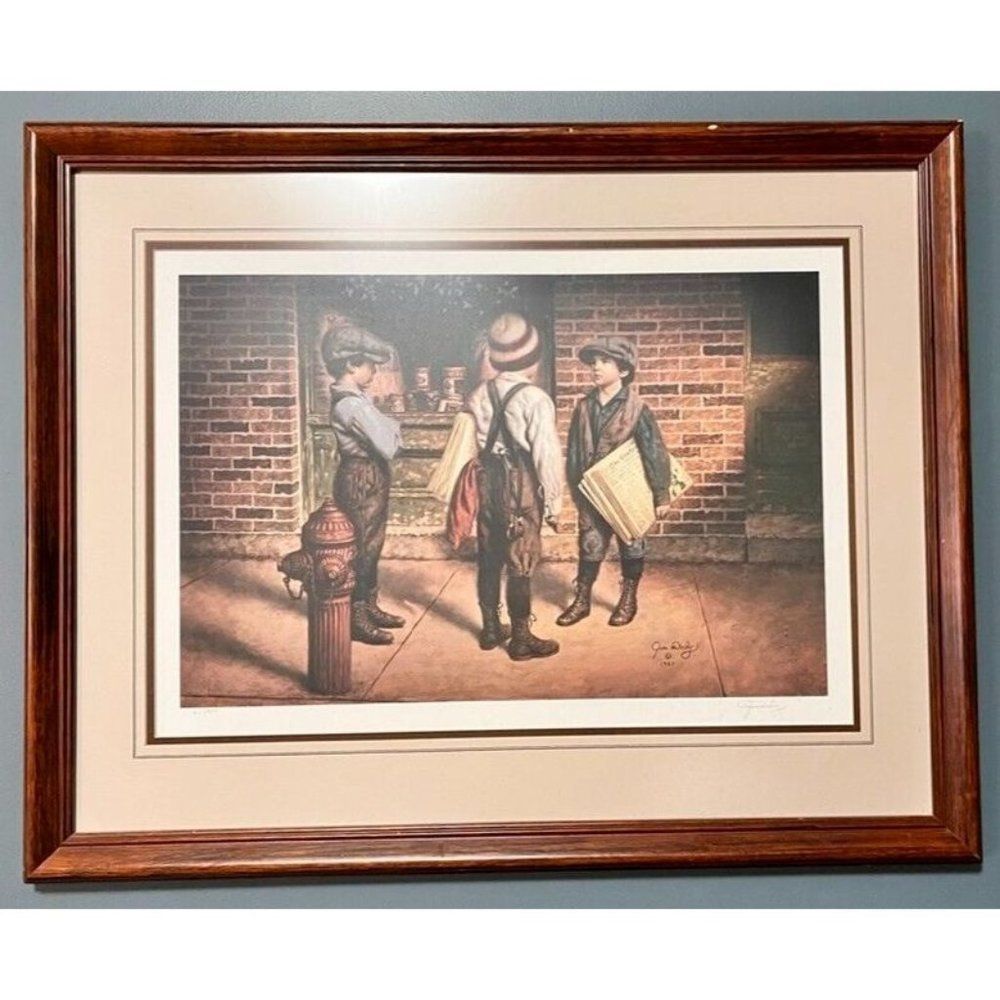Large 1987 Vintage “Territorial Rights“ Jim Daly 415/950 Framed Signed Art Print